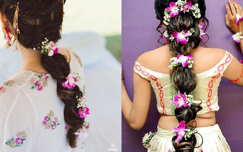 A simple chignon bun with a baby pink rose petal kondai malai. | Hair  videos, Hair styles, Bridal hair images
